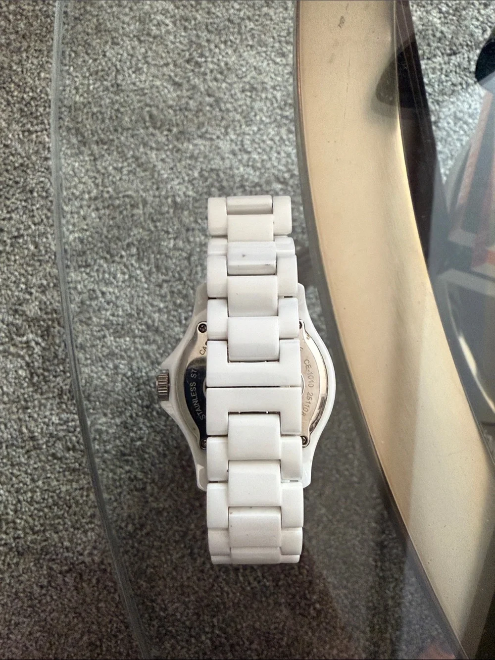 Fossil White Ceramic Watch with Crystal Bezel